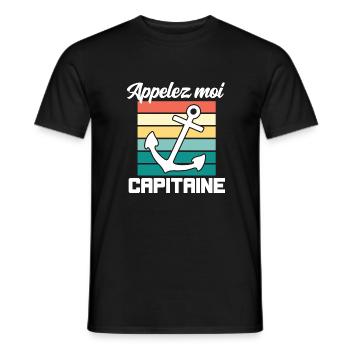 Appelez moi capitaine cadeau humour homme marin - T-shirt homme - noir - Devant - AI Model Male 178 light (178cm)