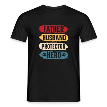 Father husband protector hero original gift - T-shirt homme - noir - Devant - AI Model Male 178 light (178cm)