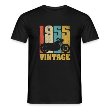 1955 Né anniversaire motard motard cadeau - T-shirt homme - noir - Devant - AI Model Male 178 light (178cm)