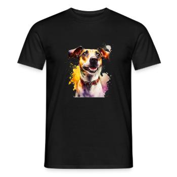 Jack Russel Hund Aquarell | Cooles Motiv - Männer T-Shirt - Schwarz - Vorne - AI Model Male 178 light (178cm)