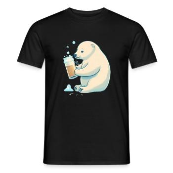 Eisbär genießt ein leckeres Bier - Männer T-Shirt - Schwarz - Vorne - AI Model Male 178 light (178cm)