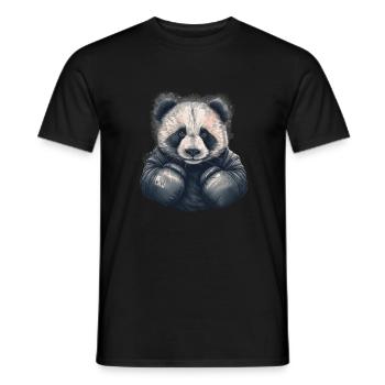 Panda Bear with Boxing Gloves Boxer Animals Fighter - Men's T-Shirt - black - Front - AI Model Male 178 light (178cm)