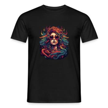 Cool Medusa tête serpents cheveux grandes couleurs - T-shirt homme - noir - Devant - AI Model Male 178 light (178cm)