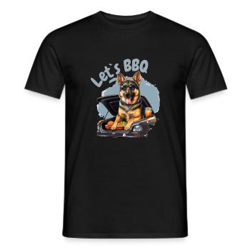 Grillmaster - BBQ Shirt, German Shepherd Let`s BBQ - Männer T-Shirt - Schwarz - Vorne - AI Model Male 178 light (178cm)
