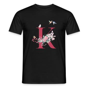 Buchstabe k floral - Geschenkidee - Männer T-Shirt - Schwarz - Vorne - AI Model Male 178 light (178cm)