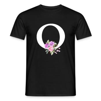 Purple Floral Letter O - Men's T-Shirt - black - Front - AI Model Male 178 light (178cm)