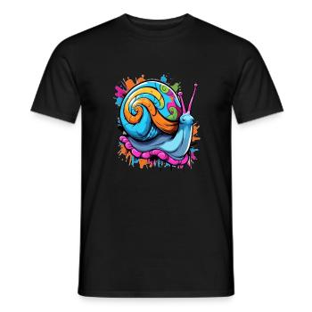Partyschnecke bunte Weinbergschnecke - Männer T-Shirt - Schwarz - Vorne - AI Model Male 178 light (178cm)