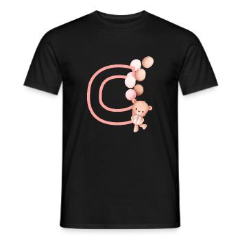 Lettre c rose ours - T-shirt homme - noir - Devant - AI Model Male 178 light (178cm)