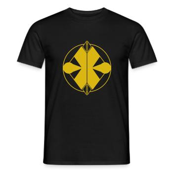 Abstract Yellow Logo – Geometric Minimalism - Men's T-Shirt - black - Front - AI Model Male 178 light (178cm)