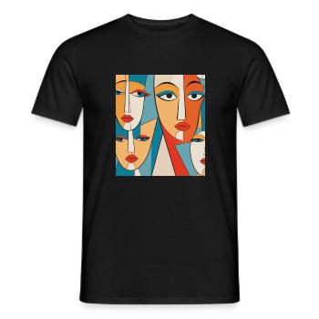 Abstrakte Gesichter - Männer T-Shirt - Schwarz - Vorne - AI Model Male 178 light (178cm)