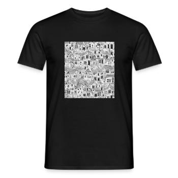 Dessin de la ville - T-shirt homme - noir - Devant - AI Model Male 178 light (178cm)