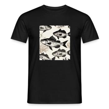 Dessin de poisson à la japonaise - T-shirt homme - noir - Devant - AI Model Male 178 light (178cm)