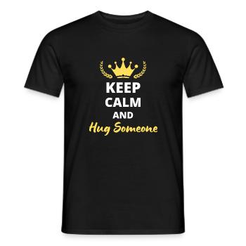 Keep Calm and Hug Someone - Spread Love Design - T-shirt homme - noir - Devant - AI Model Male 178 light (178cm)