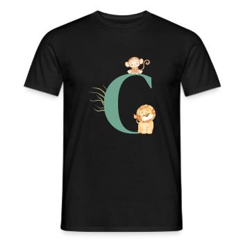 Letter c green jungle animals - Men's T-Shirt - black - Front - AI Model Male 178 light (178cm)