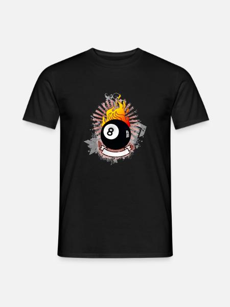 Burning 8-Ball (Billiards design) 03 - Men's T-Shirt - black