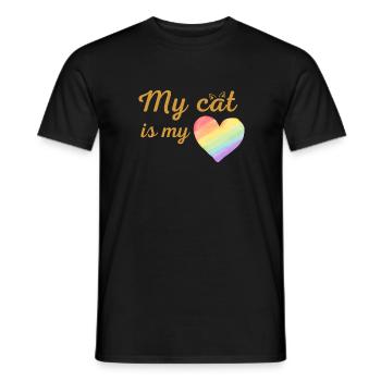 Meine Katze ist mein liebevoller Regenbogen - Männer T-Shirt - Schwarz - Vorne - AI Model Male 178 light (178cm)