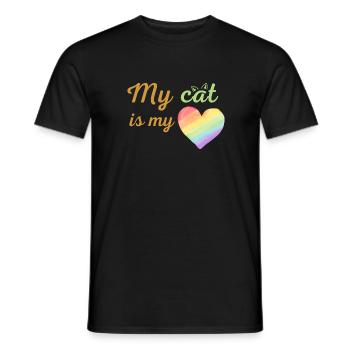 Meine Katze ist mein liebevolles Regenbogengrün - Männer T-Shirt - Schwarz - Vorne - AI Model Male 178 light (178cm)