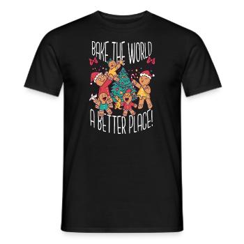 Christmas Bake Bake The World A Better Place - Men's T-Shirt - black - Front - AI Model Male 178 light (178cm)