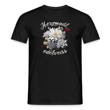 Trachtenshirt Herzmadl Edelweiss Dirndl Damen - Männer T-Shirt - Schwarz - Vorne - AI Model Male 178 light (178cm)