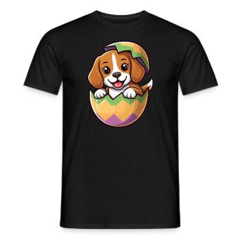 Colorful Easter Egg with Hatching Beagle Design - Men's T-Shirt - black - Front - AI Model Male 178 light (178cm)