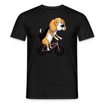 Drôle beagle chien sur le vélo fantaisiste drôle - T-shirt homme - noir - Devant - AI Model Male 178 light (178cm)