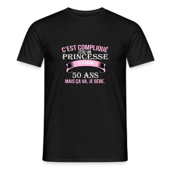 50 years - Men's T-Shirt - black - Front - AI Model Male 178 light (178cm)