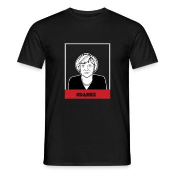 Merkel merci chemise drôle politique de l'Allemagne - T-shirt homme - noir - Devant - AI Model Male 178 light (178cm)