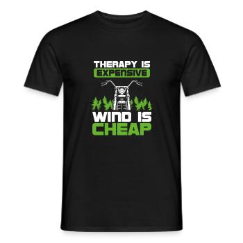 Biker wind is cheap - Men's T-Shirt - black - Front - AI Model Male 178 light (178cm)