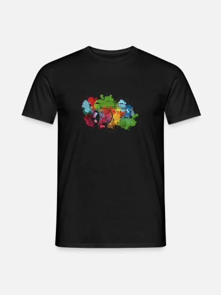 Farbspritzer Digitalkamera - Männer T-Shirt - Schwarz