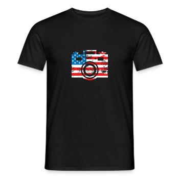 Camera Usa-flagge - Men's T-Shirt - black - Front - AI Model Male 178 light (178cm)