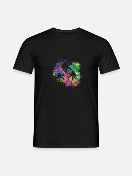 Sommerpalmen Bunt - Männer T-Shirt - Schwarz
