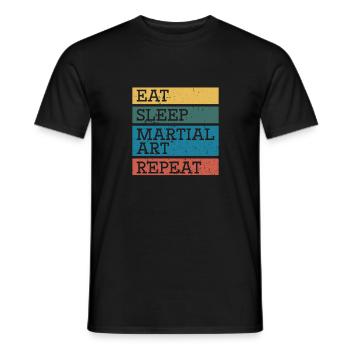 Manger des arts martiaux du sommeil et encore - T-shirt homme - noir - Devant - AI Model Male 178 light (178cm)