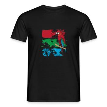 Perroquet coloré sur une branche - T-shirt homme - noir - Devant - AI Model Male 178 light (178cm)