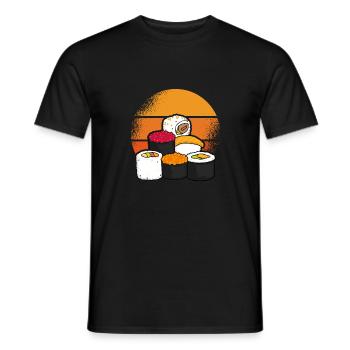Sushi Esthétique Rétro Sun - T-shirt homme - noir - Devant - AI Model Male 178 light (178cm)