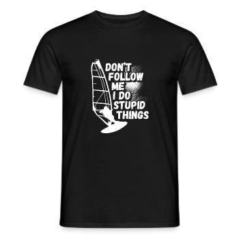 Ne me suivez pas, je fais de la planche à voile - T-shirt homme - noir - Devant - AI Model Male 178 light (178cm)