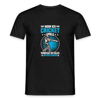 Wenn Ich Cricket Spiele, Vergesse Ich - Männer T-Shirt - Schwarz - Vorne - AI Model Male 178 light (178cm)