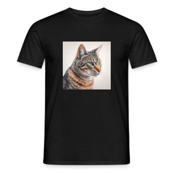 Cat - Men's T-Shirt - black - Front - AI Model Male 178 light (178cm)