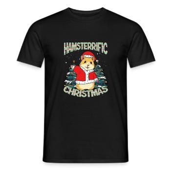 Hamster Père Noël - T-shirt homme - noir - Devant - AI Model Male 178 light (178cm)