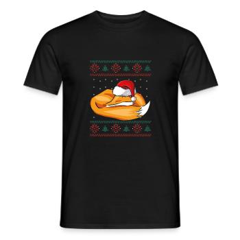 Schlafender Weihnachtsfuchs - Männer T-Shirt - Schwarz - Vorne - AI Model Male 178 light (178cm)
