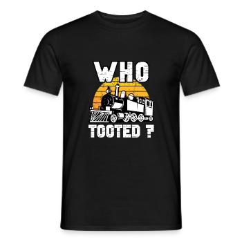 Wer hat lustige Retro-Modelleisenbahn-Dampfzüge gespielt - Männer T-Shirt - Schwarz - Vorne - AI Model Male 178 light (178cm)