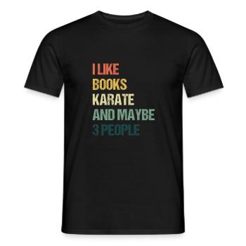 I like Books Karate and maybe 3 People - Men's T-Shirt - black - Front - AI Model Male 178 light (178cm)