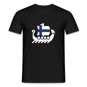 Finnland Landesfarben Drakkar Schiff Geschenk - Männer T-Shirt - Schwarz - Vorne - AI Model Male 178 light (178cm)