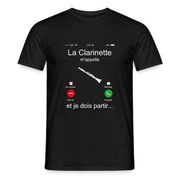 La Clarinette M'appelle Et Je Dois Partir - T-shirt homme - noir - Devant - AI Model Male 178 light (178cm)