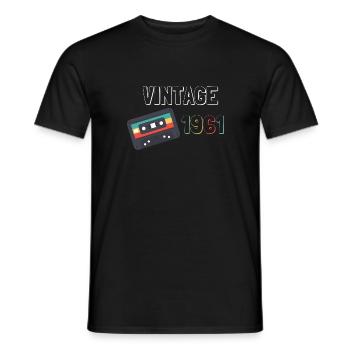 1961 Retro cassette gift 61 years birthday - Men's T-Shirt - black - Front - AI Model Male 178 light (178cm)