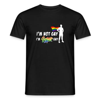 I'm super gay - Funny gay saying LGBT - Men's T-Shirt - black - Front - AI Model Male 178 light (178cm)