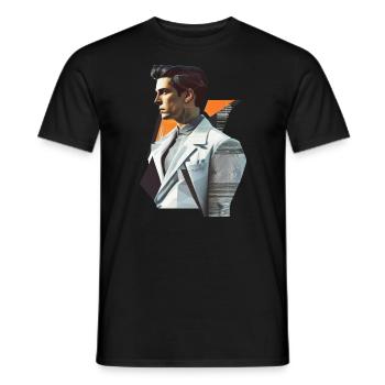 redbubble Retro Flash No19 - Männer T-Shirt - Schwarz - Vorne - AI Model Male 178 light (178cm)