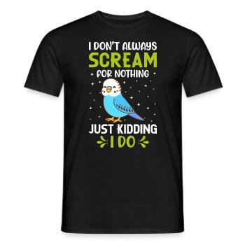 Budgerigar, Feathered Friend, Bird Watching - Men's T-Shirt - black - Front - AI Model Male 178 light (178cm)