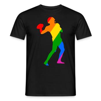 Rainbow Football Player - Männer T-Shirt - Schwarz - Vorne - AI Model Male 178 light (178cm)