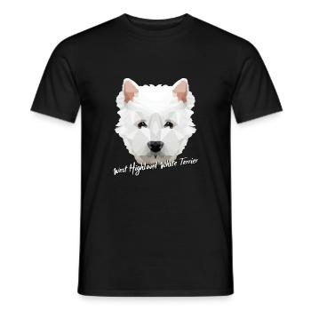 West Highland White Terrier Low Poly Gift - T-shirt homme - noir - Devant - AI Model Male 178 light (178cm)