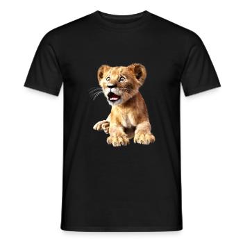 Lion, bébé lion, signe du lion - T-shirt homme - noir - Devant - AI Model Male 178 light (178cm)